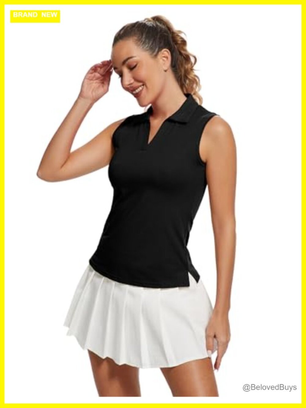 Women's Sleeveless Golf Polo Tank Top UPF 50+ Athletic V-Neck Shirt